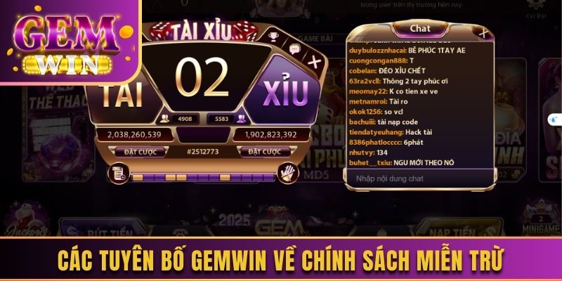 Các tuyên bố Gemwin về chính sách miễn trừ